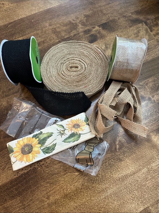 Other - Burlap and Sunflower Ribbon Bundle - Natural and Black